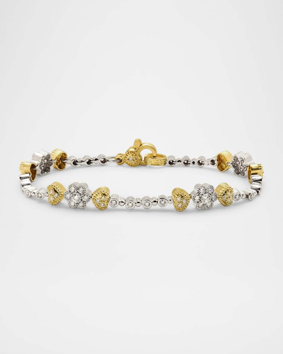 Happiness Two-Tone Gold and Diamond Heart Cluster Bracelet